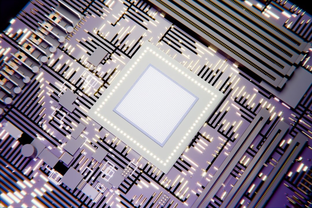 Quantum computing processor chip close up